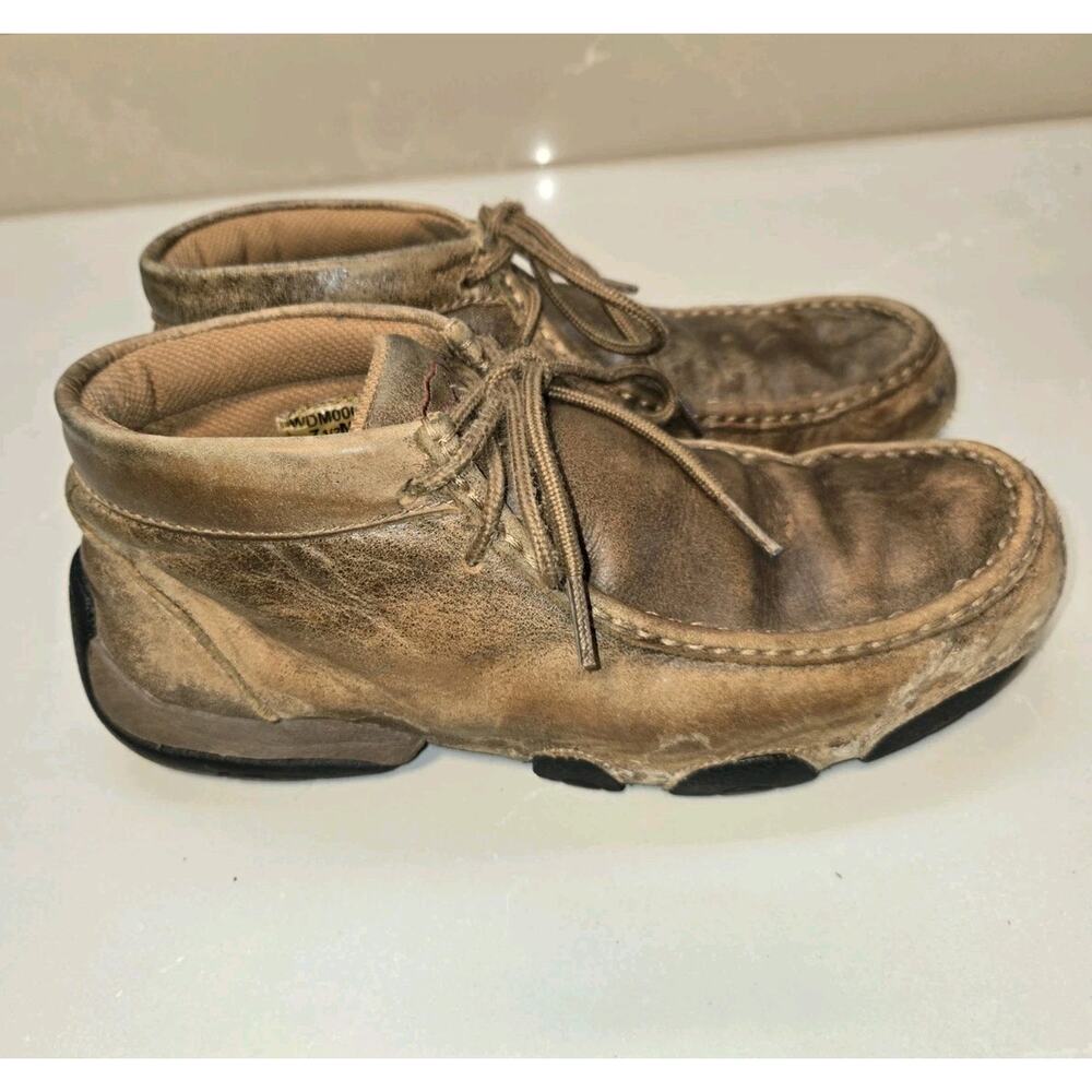 Twisted X Brown Distress Leather Driving Chukka Lace Shoes Boots Women’s US 7.5M